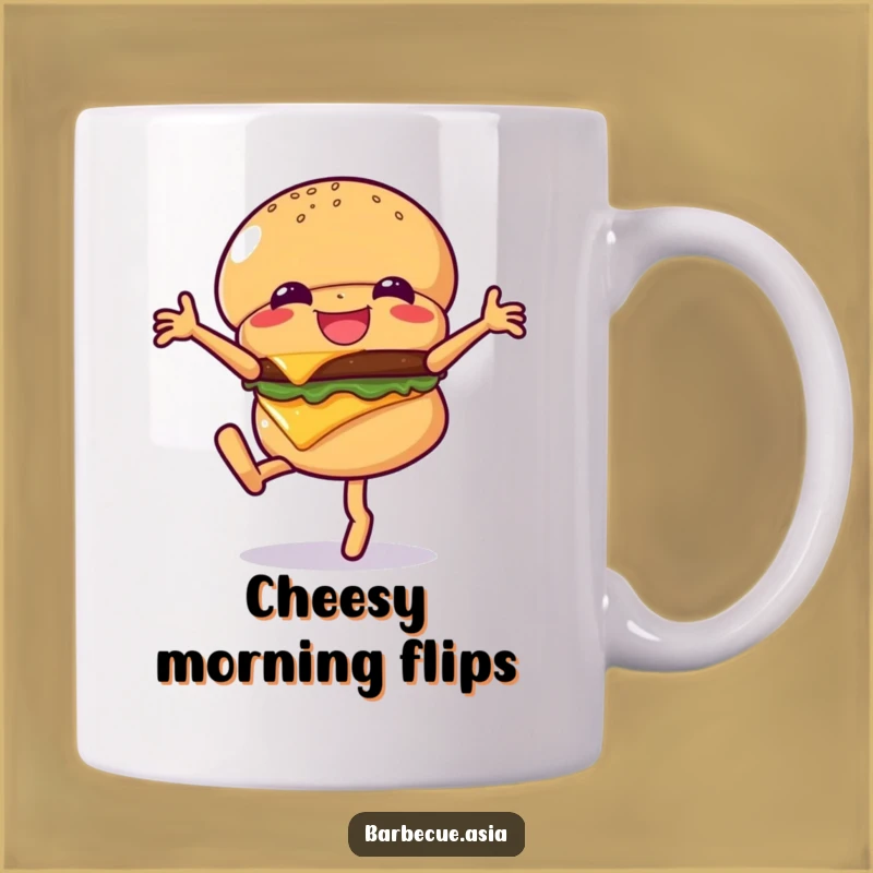 Funny Hamburger Cartwheel Mug: A Cheesy Laugh Gift for Food Lovers