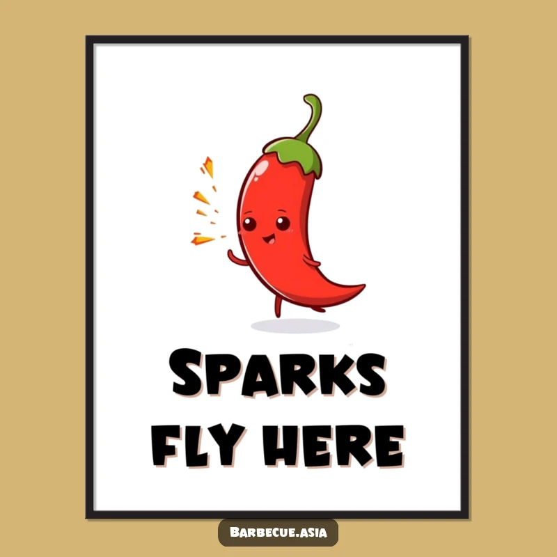 Funny Chili Pepper Spark Digital Print: Instant Fiery Fun